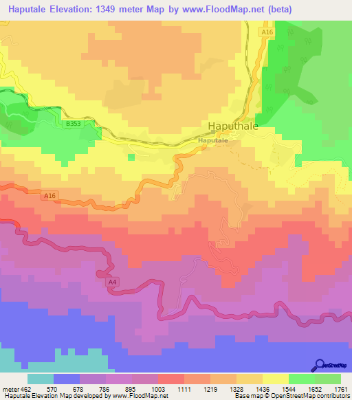 Haputale,Sri Lanka Elevation Map
