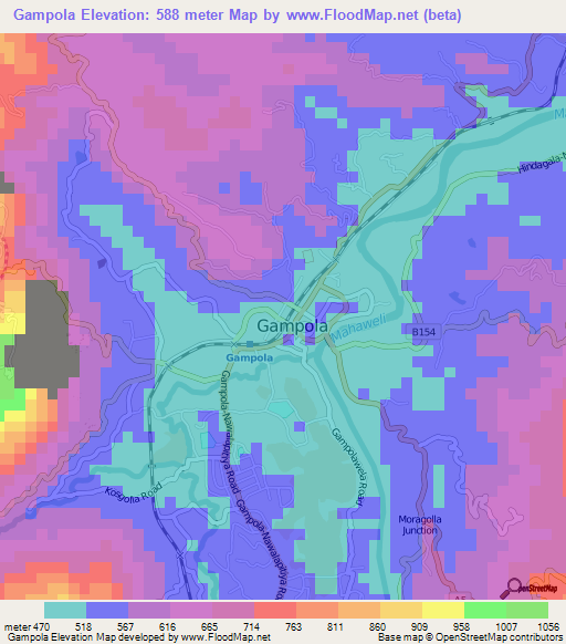 Gampola,Sri Lanka Elevation Map