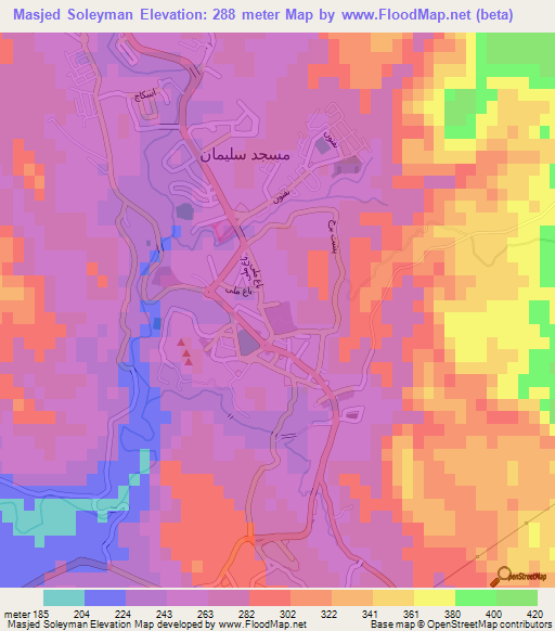 Masjed Soleyman,Iran Elevation Map