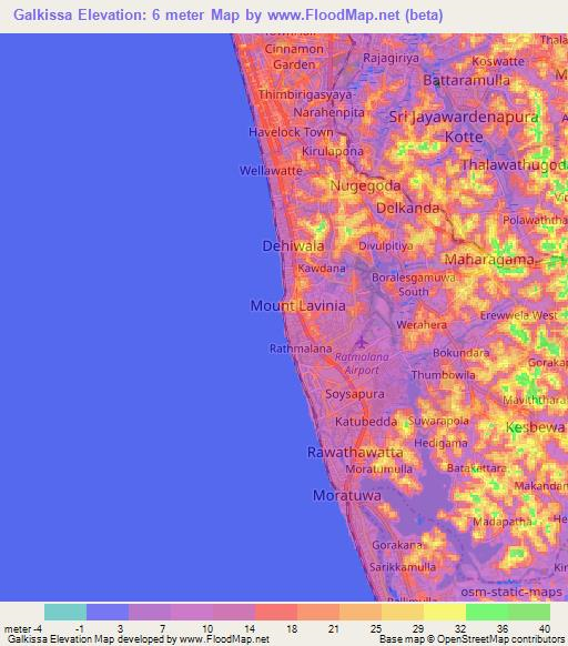 Galkissa,Sri Lanka Elevation Map