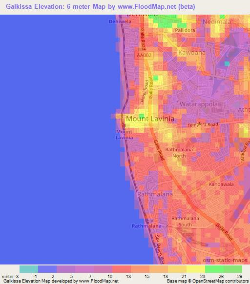 Galkissa,Sri Lanka Elevation Map