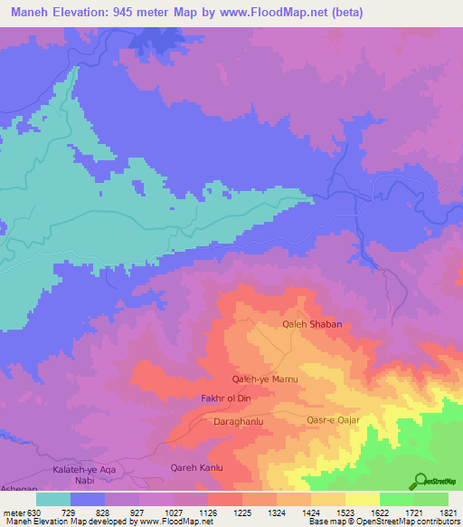 Maneh,Iran Elevation Map