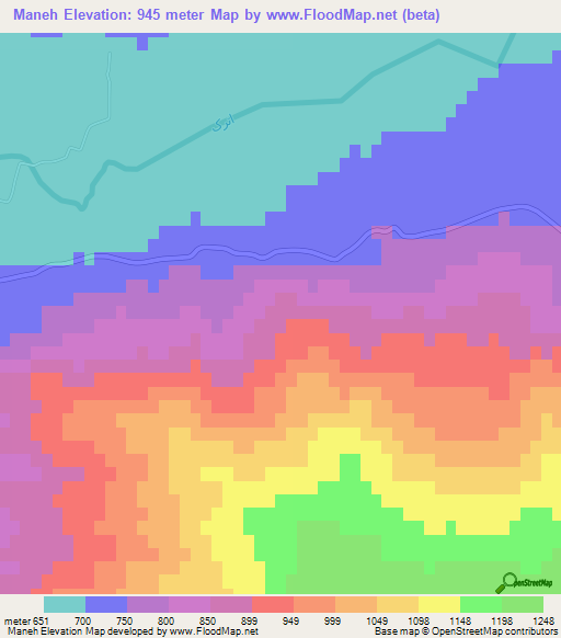 Maneh,Iran Elevation Map
