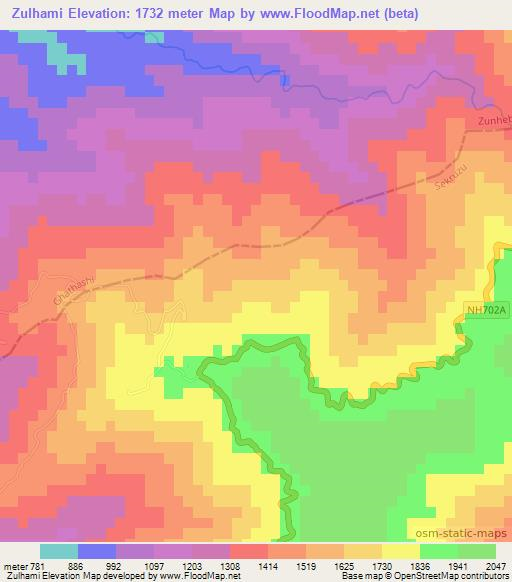 Zulhami,India Elevation Map
