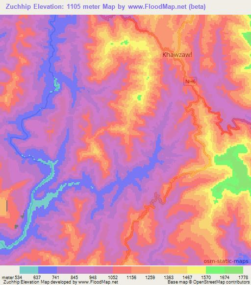 Zuchhip,India Elevation Map