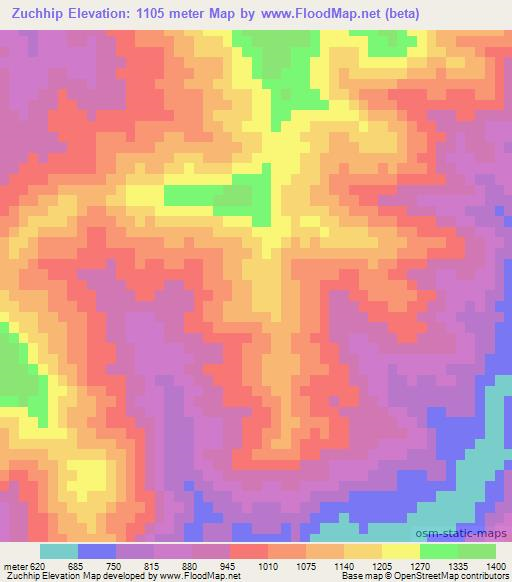 Zuchhip,India Elevation Map