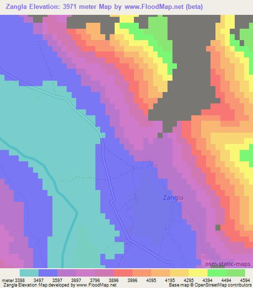 Zangla,India Elevation Map