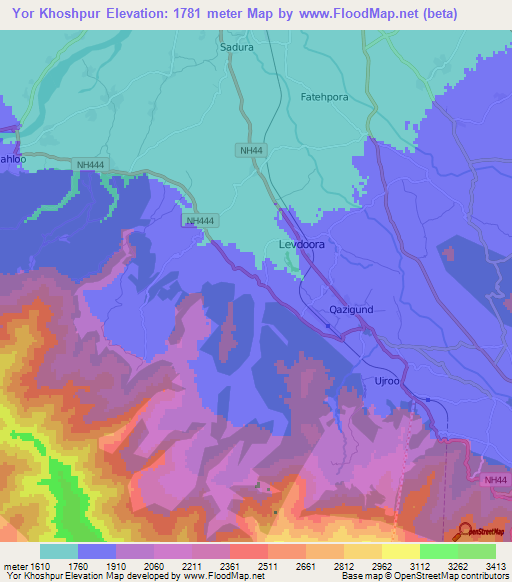 Yor Khoshpur,India Elevation Map