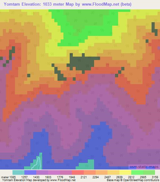 Yomtam,India Elevation Map