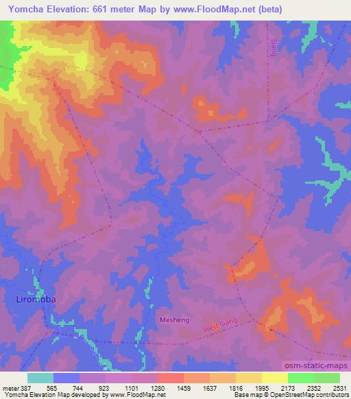 Yomcha,India Elevation Map