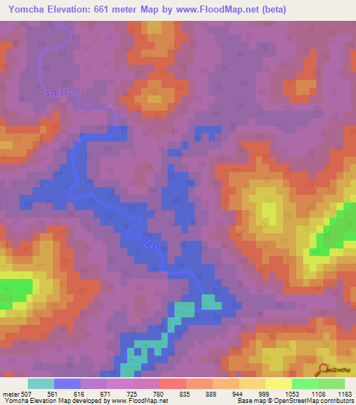 Yomcha,India Elevation Map
