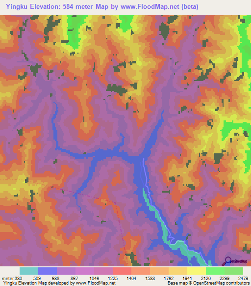 Yingku,India Elevation Map