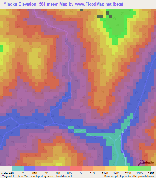 Yingku,India Elevation Map