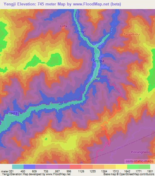 Yengji,India Elevation Map