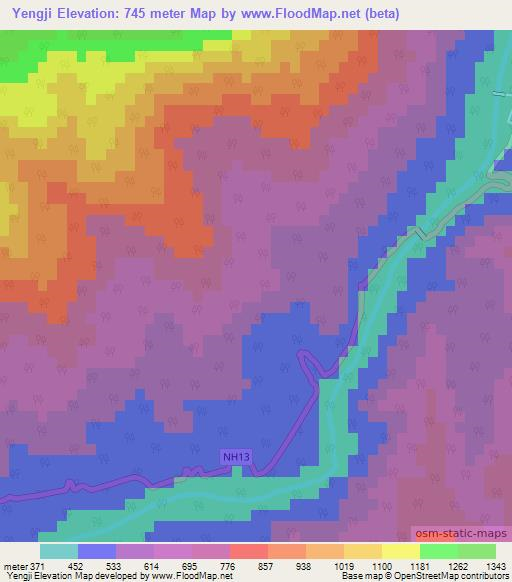 Yengji,India Elevation Map