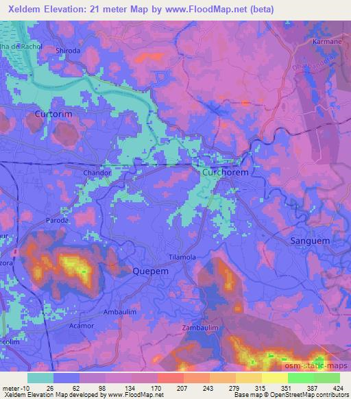 Xeldem,India Elevation Map