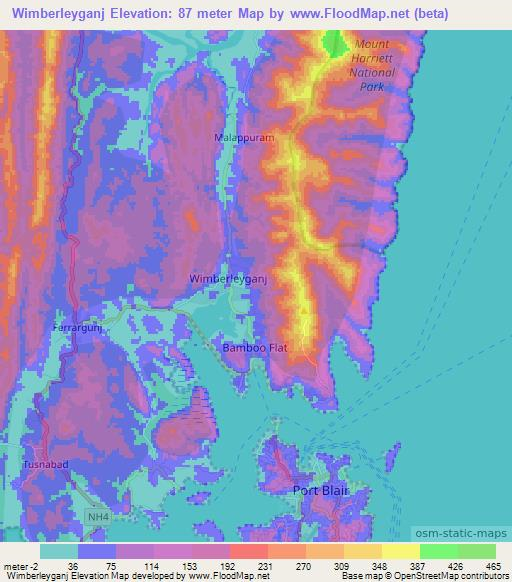 Wimberleyganj,India Elevation Map