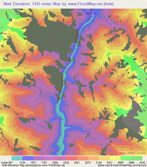 Wati,India Elevation Map