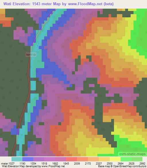 Wati,India Elevation Map