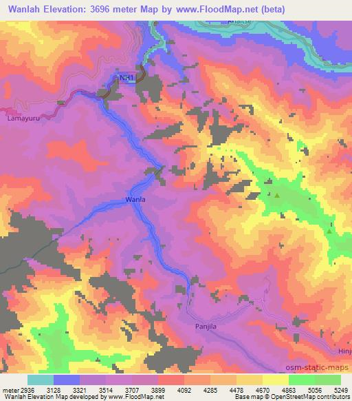 Wanlah,India Elevation Map