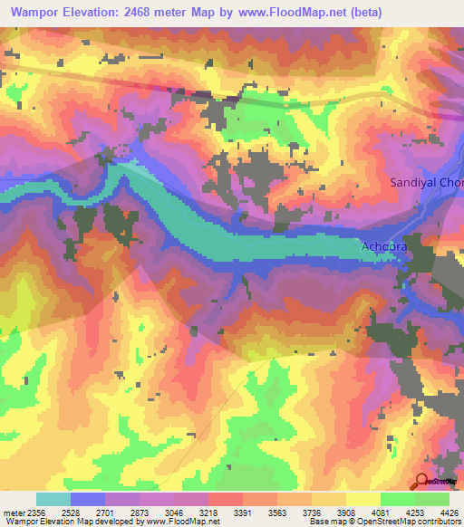 Wampor,India Elevation Map