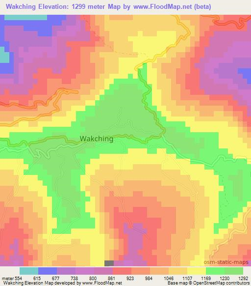 Wakching,India Elevation Map