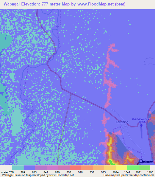 Wabagai,India Elevation Map
