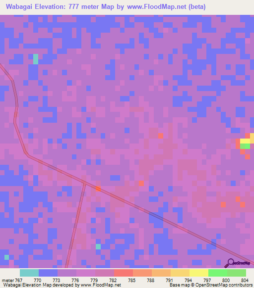 Wabagai,India Elevation Map