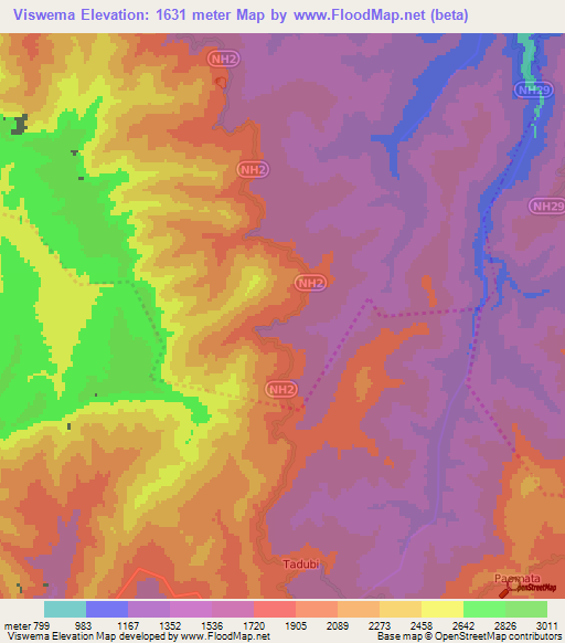 Viswema,India Elevation Map