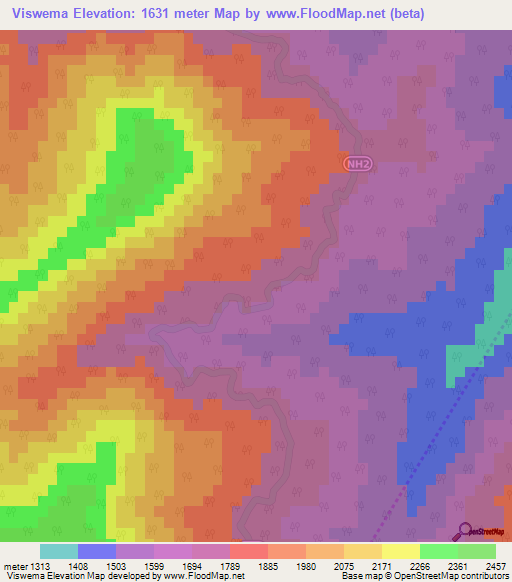 Viswema,India Elevation Map