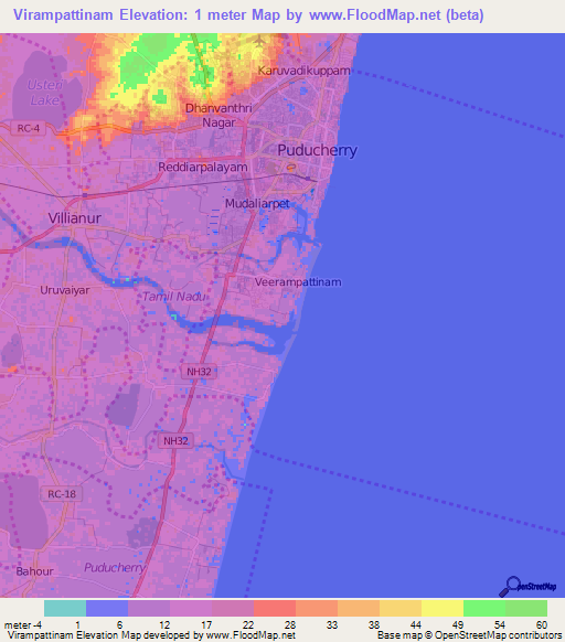 Virampattinam,India Elevation Map