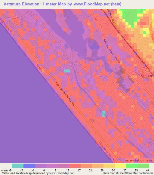 Vettutura,India Elevation Map