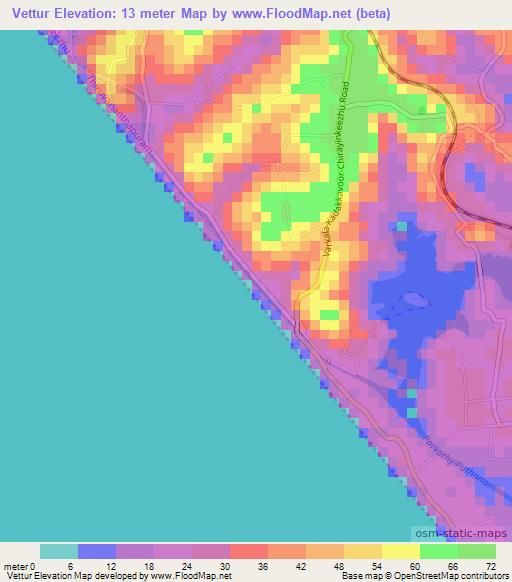 Vettur,India Elevation Map