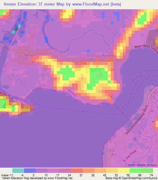 Verem,India Elevation Map