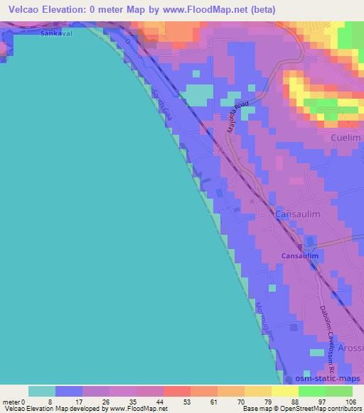 Velcao,India Elevation Map