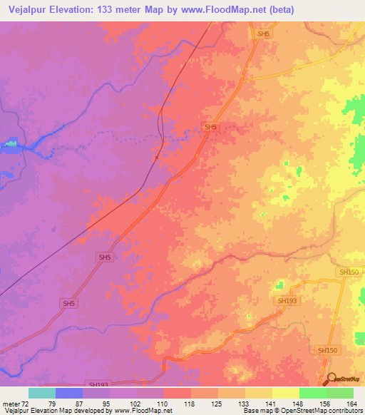 Vejalpur,India Elevation Map