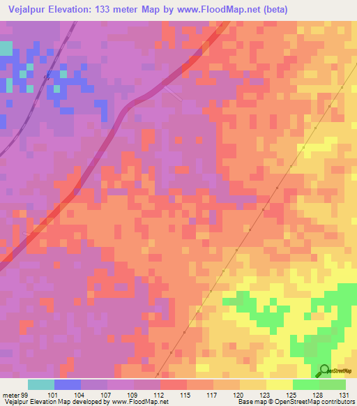 Vejalpur,India Elevation Map