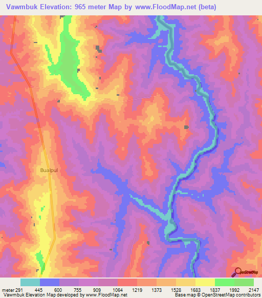 Vawmbuk,India Elevation Map