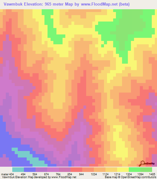 Vawmbuk,India Elevation Map