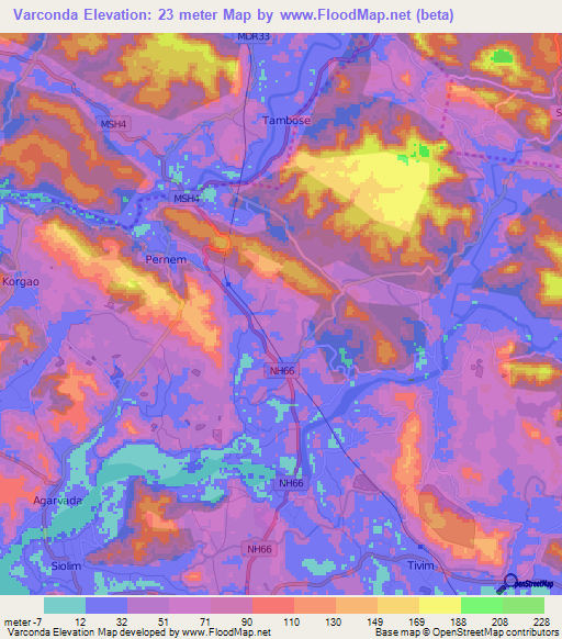 Varconda,India Elevation Map