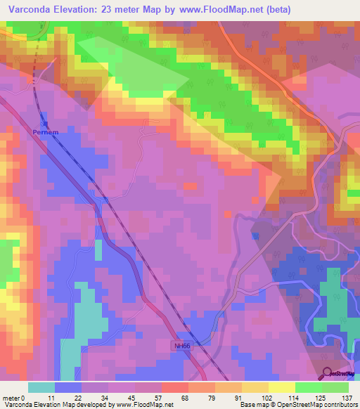 Varconda,India Elevation Map