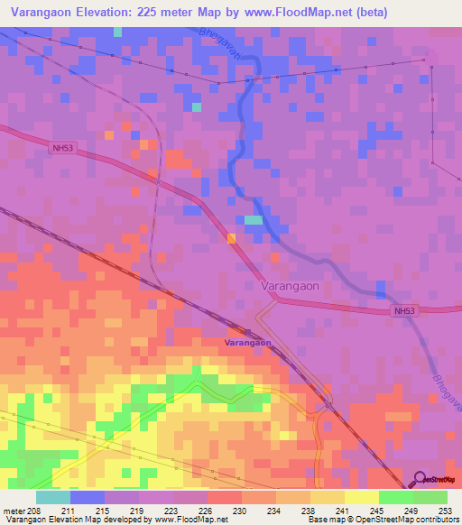 Varangaon,India Elevation Map