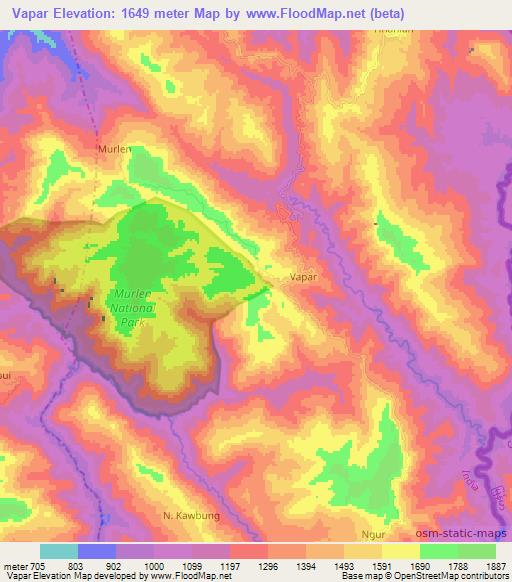 Vapar,India Elevation Map