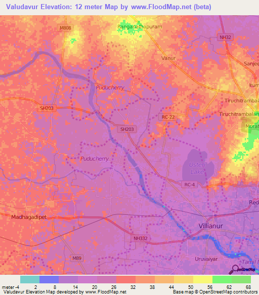 Valudavur,India Elevation Map