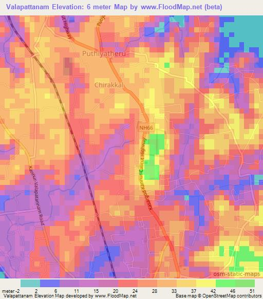 Valapattanam,India Elevation Map
