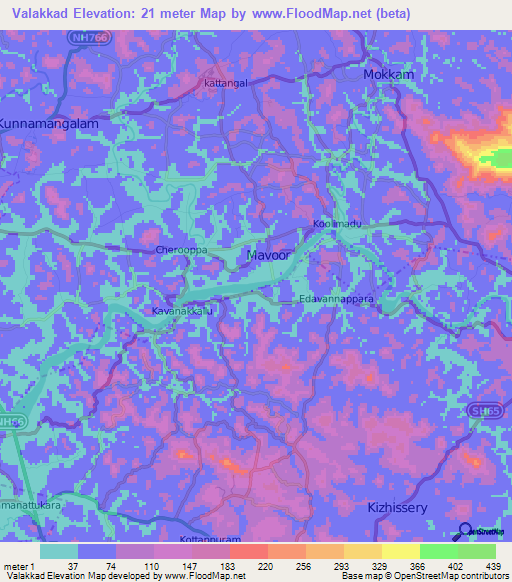 Valakkad,India Elevation Map