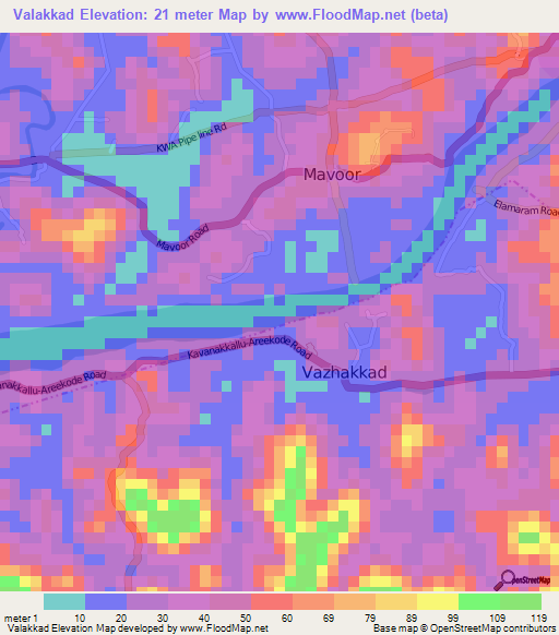 Valakkad,India Elevation Map