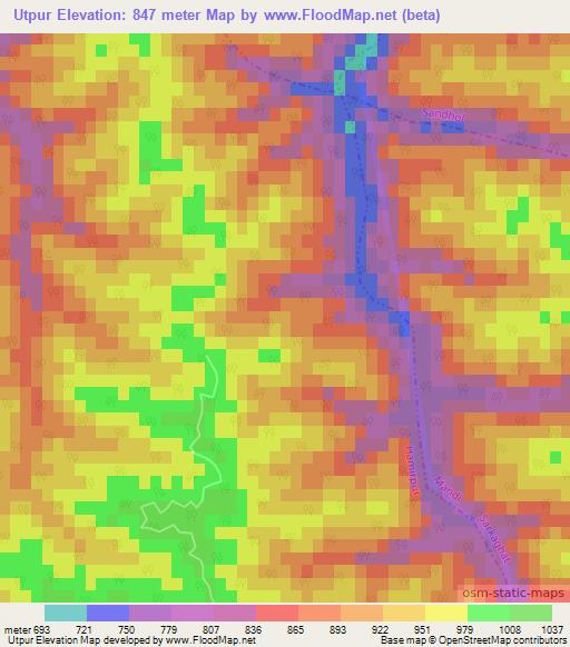 Utpur,India Elevation Map