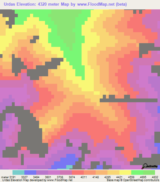 Urdas,India Elevation Map