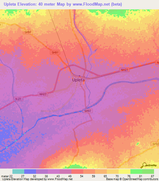 Upleta,India Elevation Map